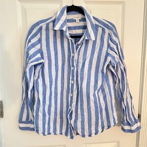 JCrew Factory Women’s Linen Button Up size Medium Red White